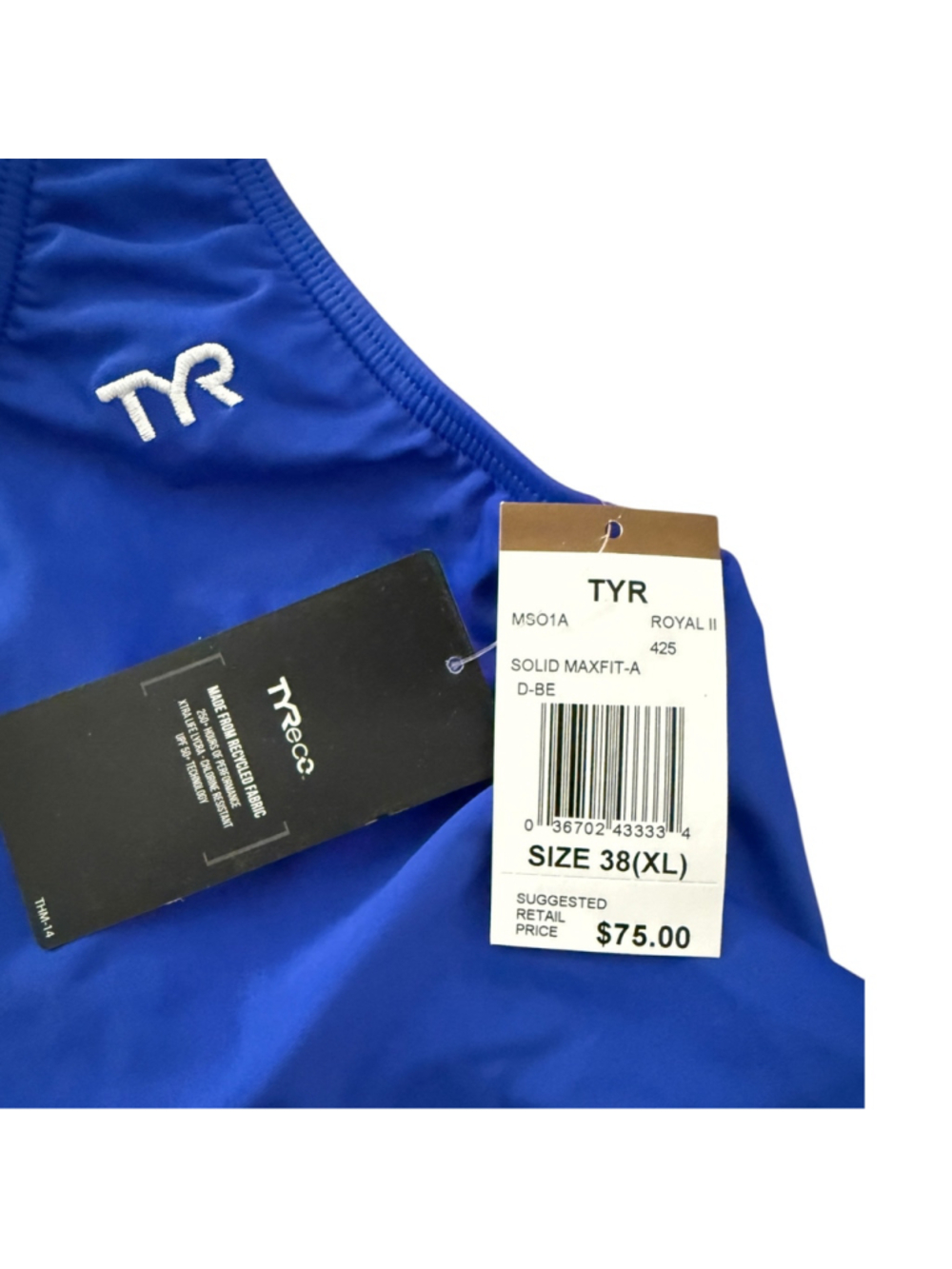 TYR Women’s Solid Maxfit One Piece Swimsuit Royal Blue Size 38 XL NWT - Picture 3 of 5